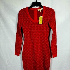 Michael Kors Dress, Women’s Red Midi Dresses Designer Knits Dress